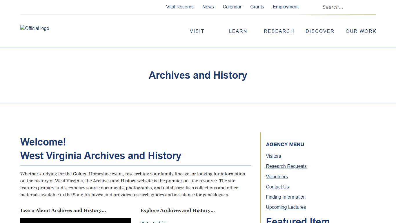 Archives and History - West Virginia Culture Center : West Virginia Culture Center