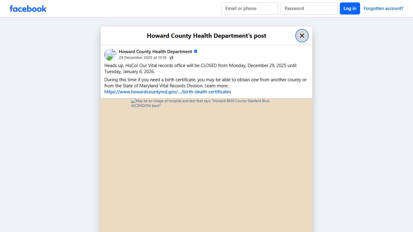 Heads up, HoCo! Our... - Howard County Health Department Facebook